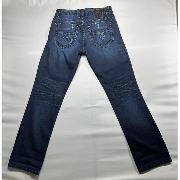 Rock Revival Men's Dark Wash Adam Alt Straight Leg Blue Jeans - Sz 32 (34x35.5) - Picture 2 of 6